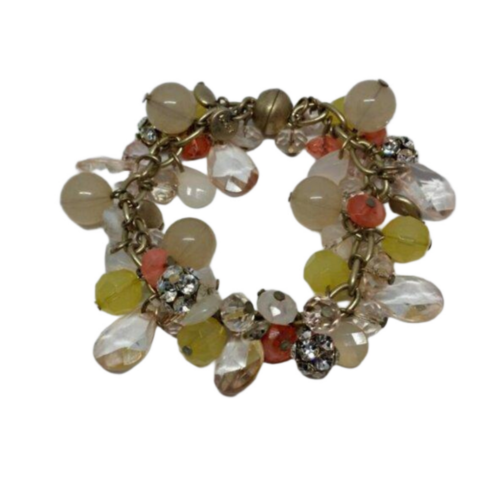 Loft dangle cluster beads chain bracelet magnetic clasp.
